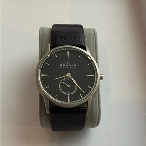 Skagen Black Dial Silver Case Watch